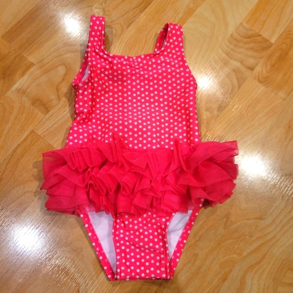 Cat & Jack Polkadot Tutu One Piece Swim Suit Size 9 Months
